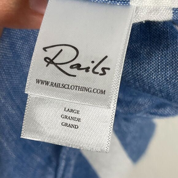 Rails Rocky Linen Blend Dress Womens Large Blue Short Sleeve Catalina Stripe - Picture 10 of 16
